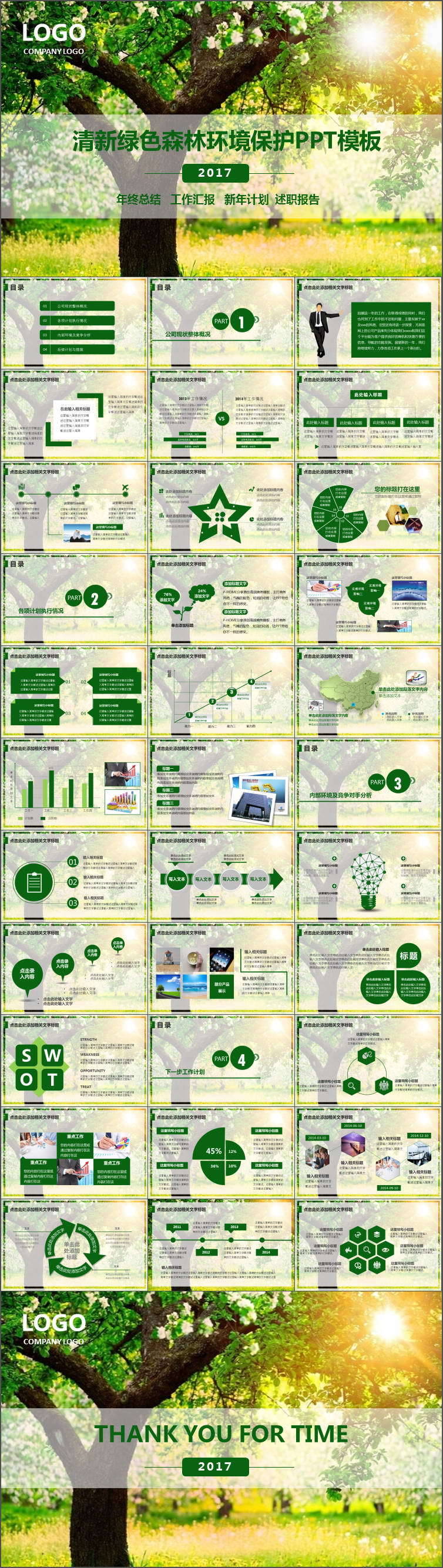 绿色环境保护环保林业绿化ppt模板