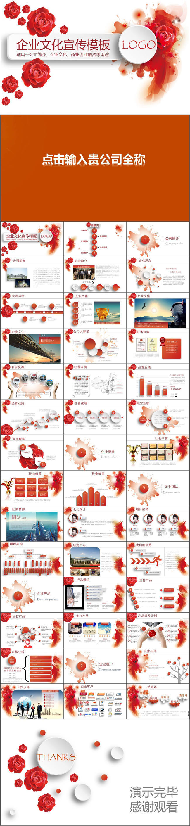 红色绚丽企业文化宣传培训PPT模板