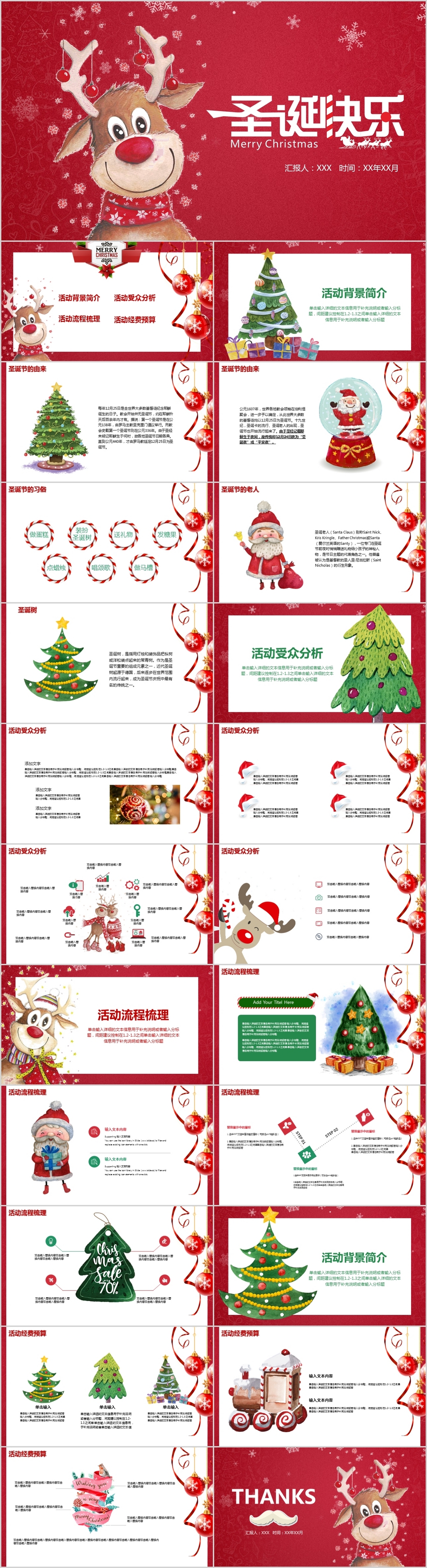 红色喜庆圣诞节活动策划PPT模板