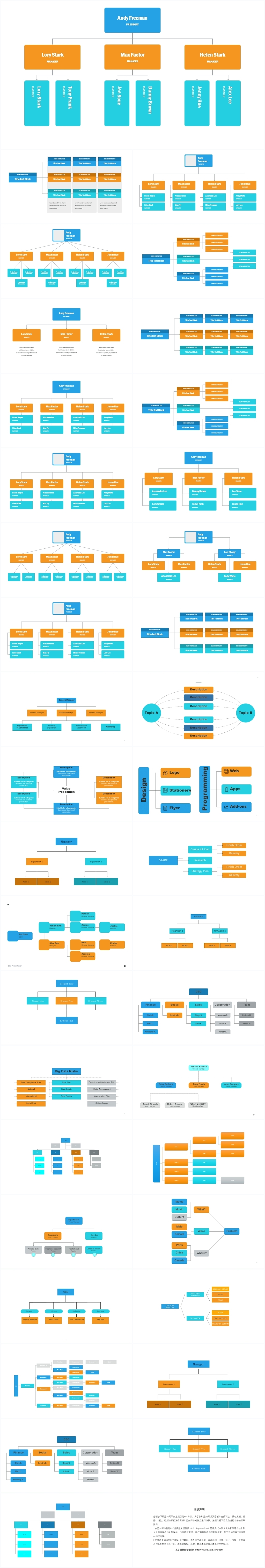 彩色简约组织架构图公司专用商务ppt模板