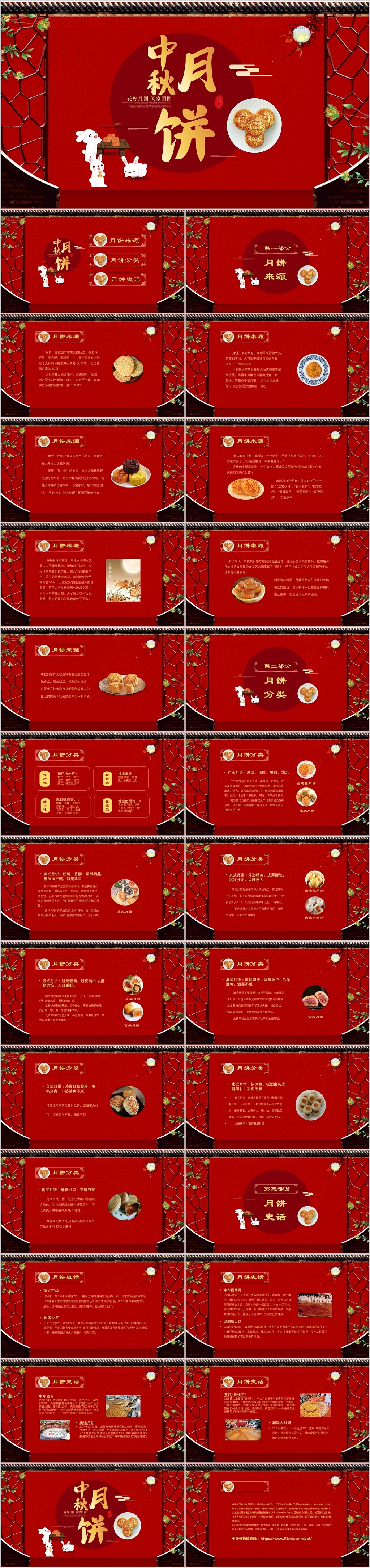 红色喜庆中秋节传统食物之月饼介绍