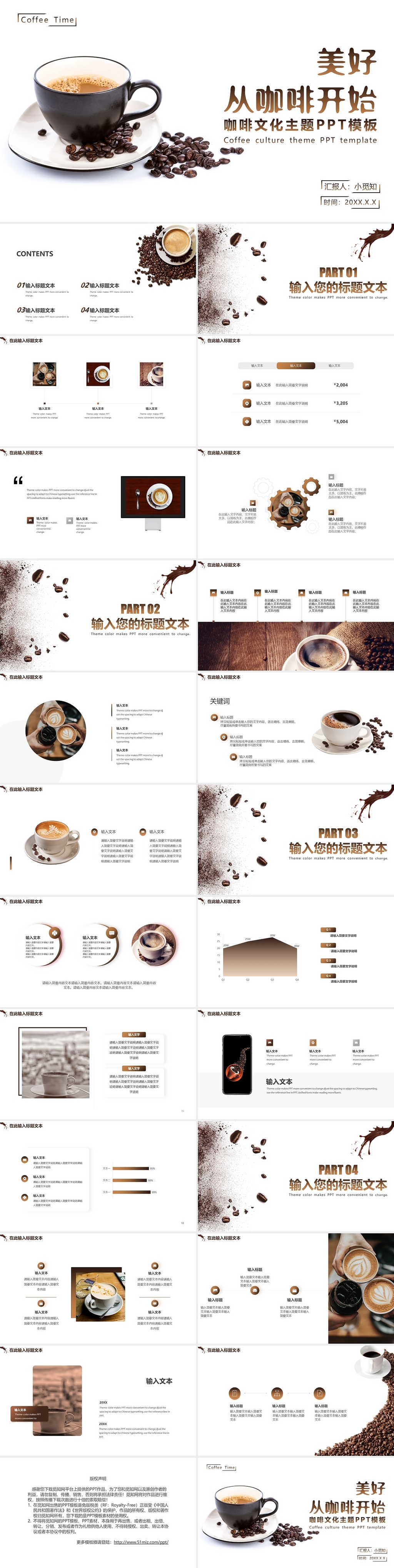 咖啡色简约美好从咖啡开始咖啡文化咖啡介绍PPT模板