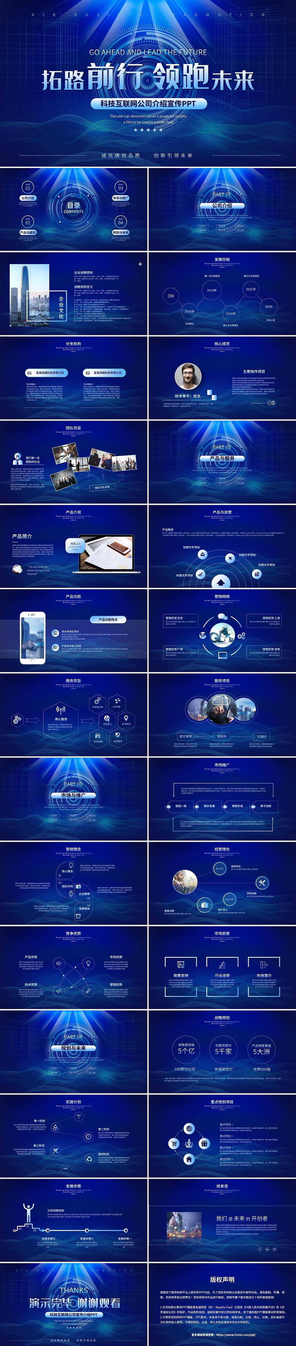 蓝色科技感企业公司介绍企业介绍公司宣传ppt模板