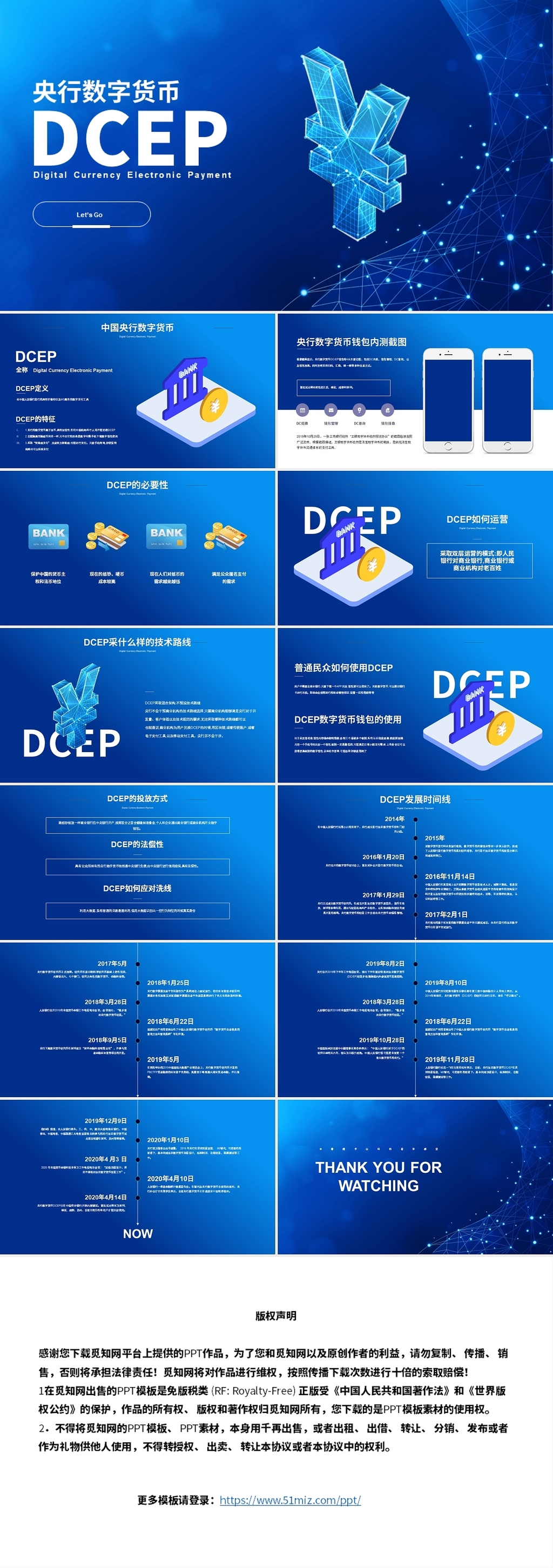 蓝色科技风格央行数字货币产品介绍ppt模板央行数字货币DCEP