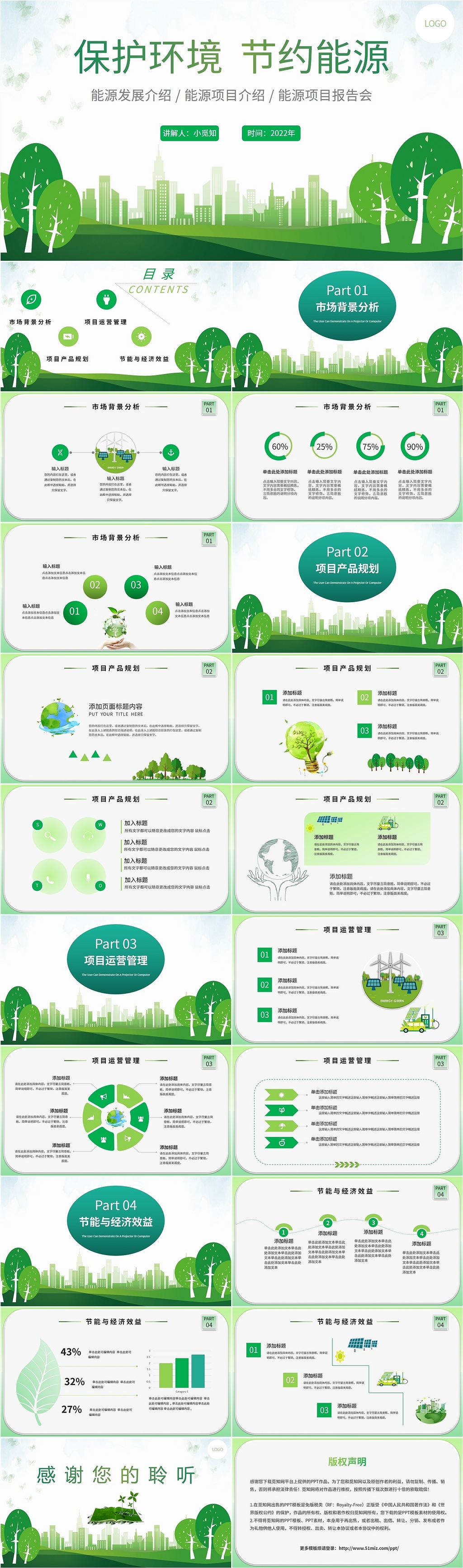 绿色插画简约地球能源环境发展保护共享项目介绍汇报报告培训模板环保能源介绍